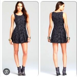 Elegant Black and Gray Zebra Print Dress By Free People